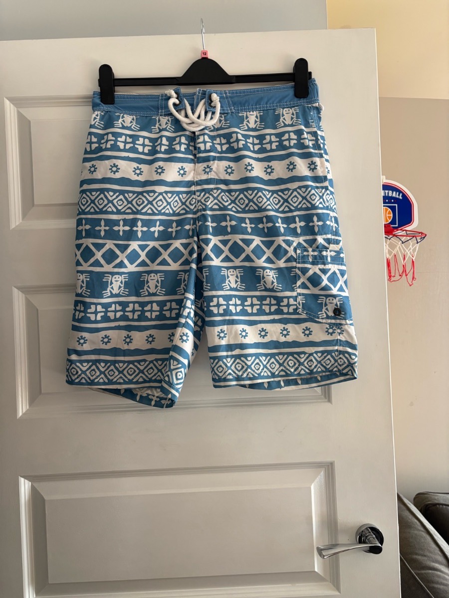 Easy Men’s Blue & White Patterned Swimming Shorts