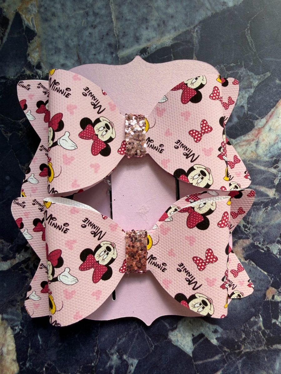 Pink minnie inspired hair bows