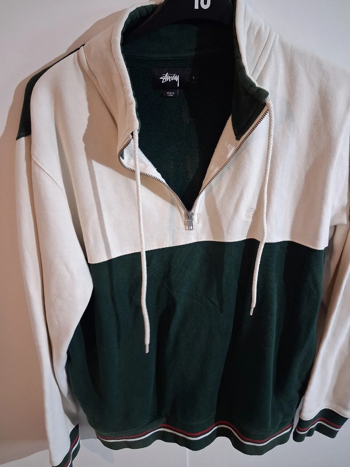 Mens stussy quarter zip jumper, size l