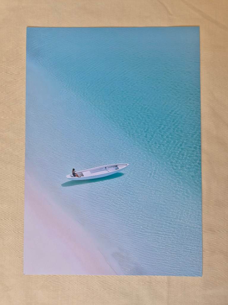 Serene Ocean Boat Wall Art Poster - Tranquil Coastal Decor Home Decor