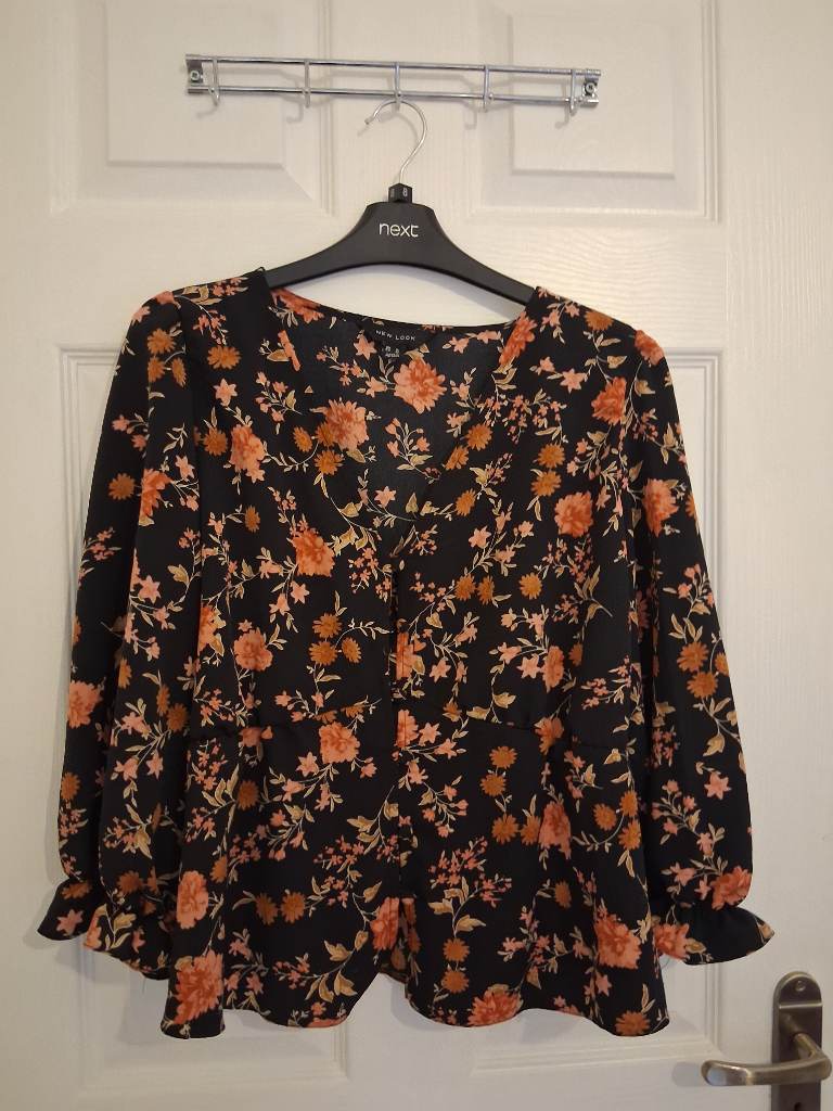 Black floral blouse