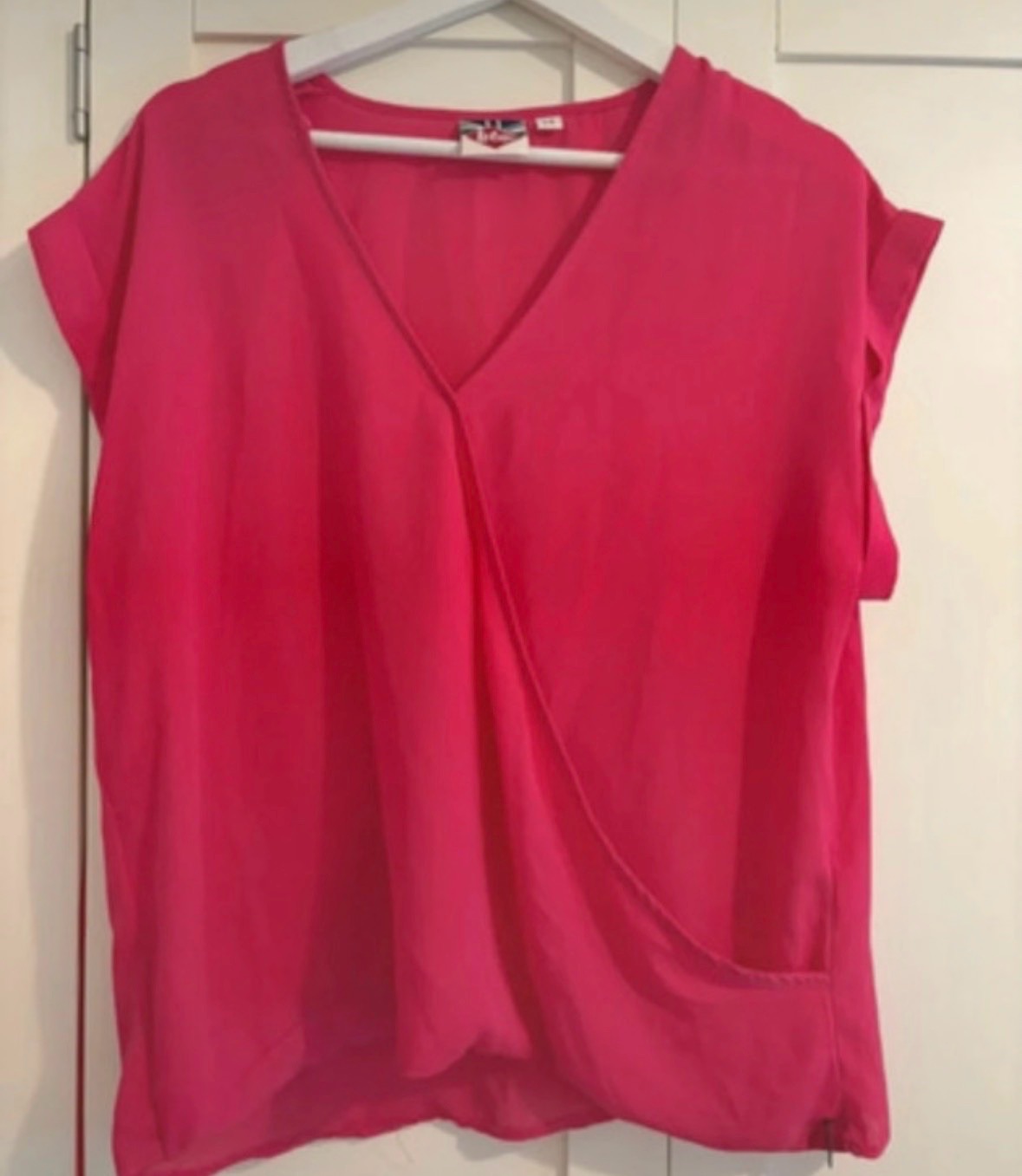 Pink v neck wrap blouse