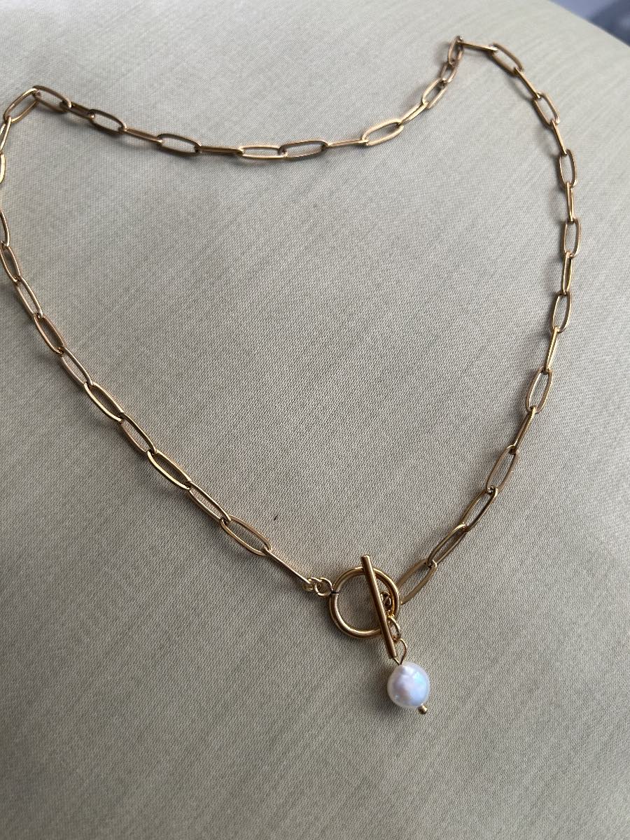 18k Gold plated Paper clip chain necklace