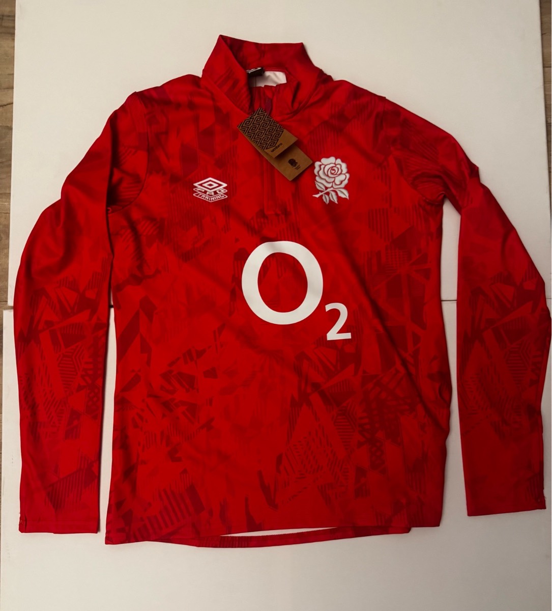 England Rugby Women’s Red Roses Warm Up Mid Layer Top 1/4 Zip O2 Size 14 BNWT