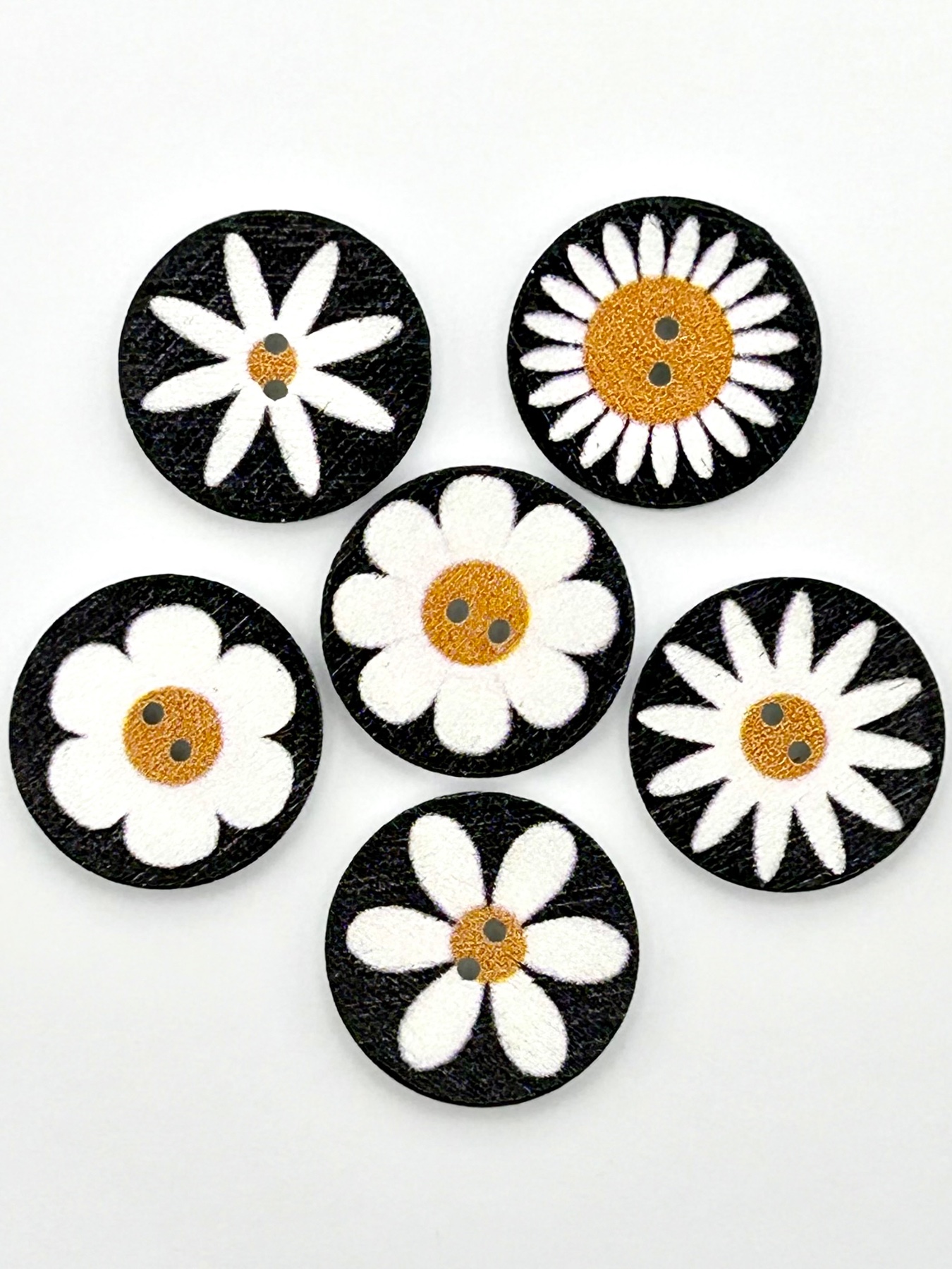 Wooden Pop Art Buttons, 20mm Buttons, Craft Buttons, Decorative Buttons set, Medium Flower Buttons