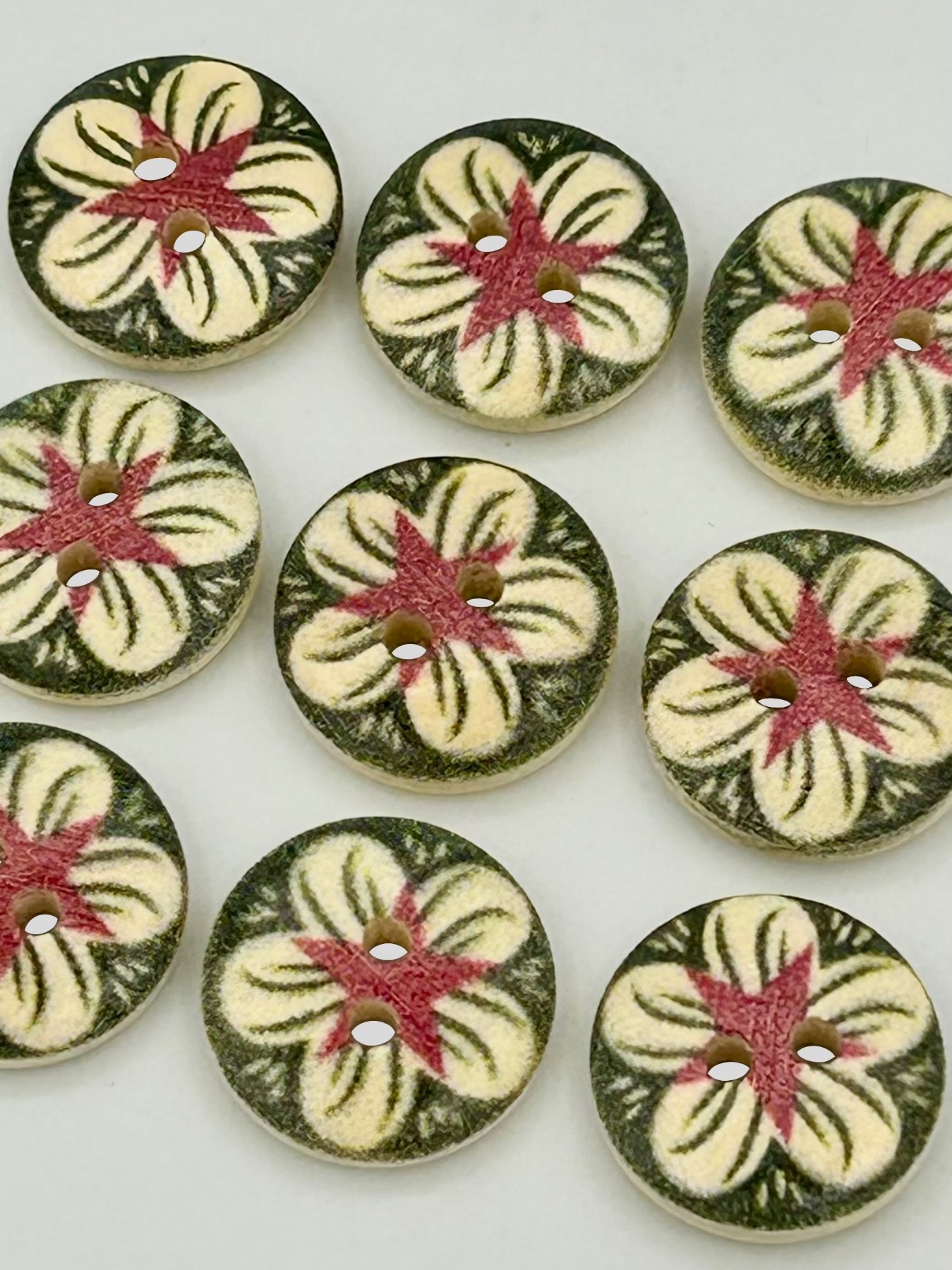 Wooden Boho Buttons, 15mm Buttons, Cardigan Buttons, Blouse Buttons, Flower Buttons, Small Buttons