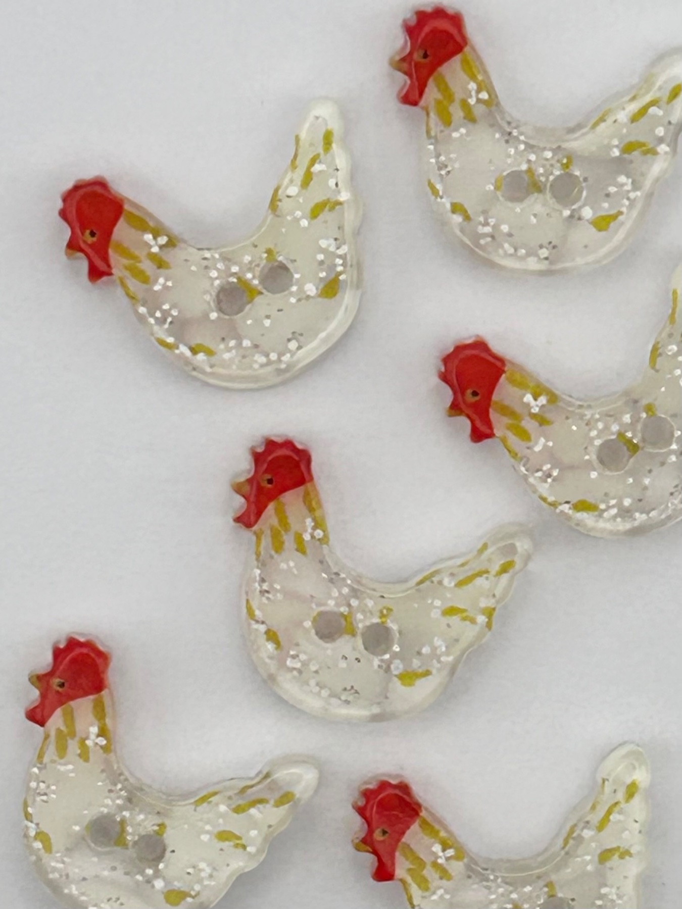 Chicken Buttons, 16.5mm x 13mm buttons, Cardigan Buttons set, Blouse Buttons, Animal, Medium Buttons