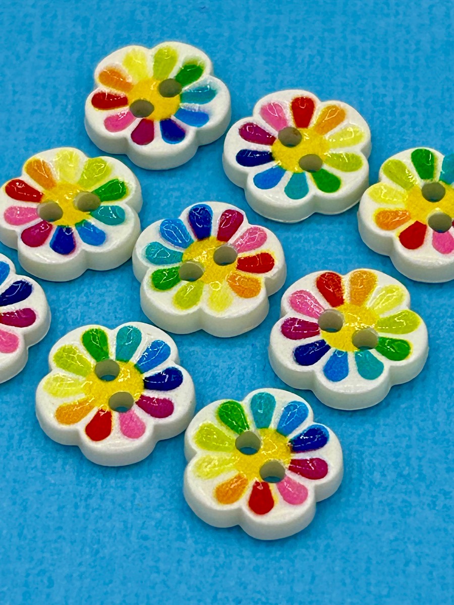 Flower Buttons, 12mm Blouse Buttons, Shirt Buttons, Cardigan Buttons, Small Buttons, Rainbow Buttons