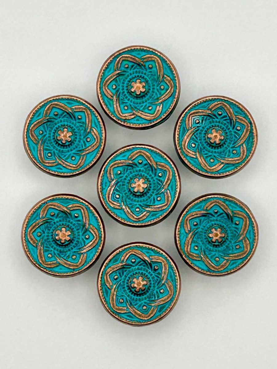 Metal Shank Buttons, 14.7mm Cardigan Buttons, Blazer Buttons, Retro Mandala Buttons, Small Buttons