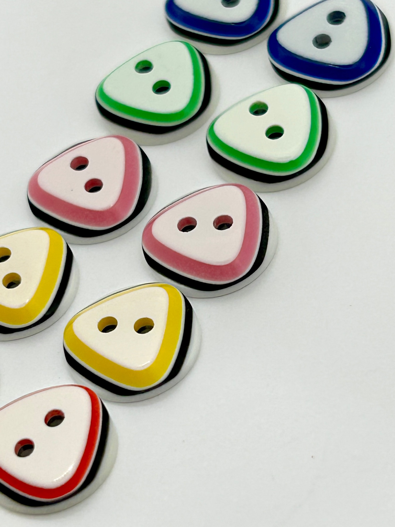 Unique Shape Stripy Buttons, 12mm Buttons, Blouse Buttons, Shirt Buttons, 70s Style Small Buttons