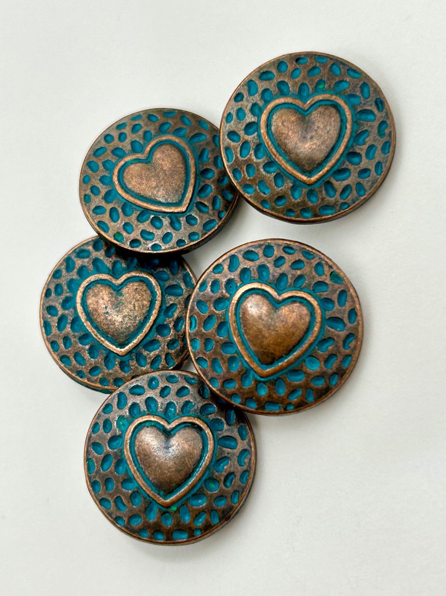 Metal Shank Buttons, 18mm Cardigan Buttons set, Blazer Buttons, Retro Heart Buttons, Medium Buttons