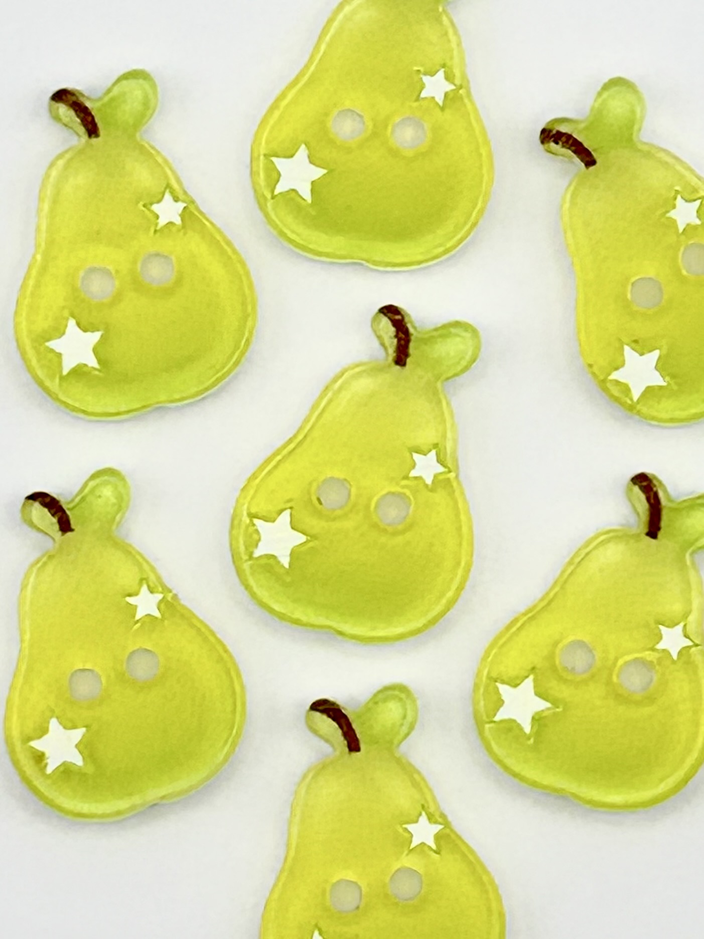Pear Buttons, 16mm by 11mm Buttons, Cardigan Buttons, Blouse Buttons, Small Buttons, Fruit Buttons