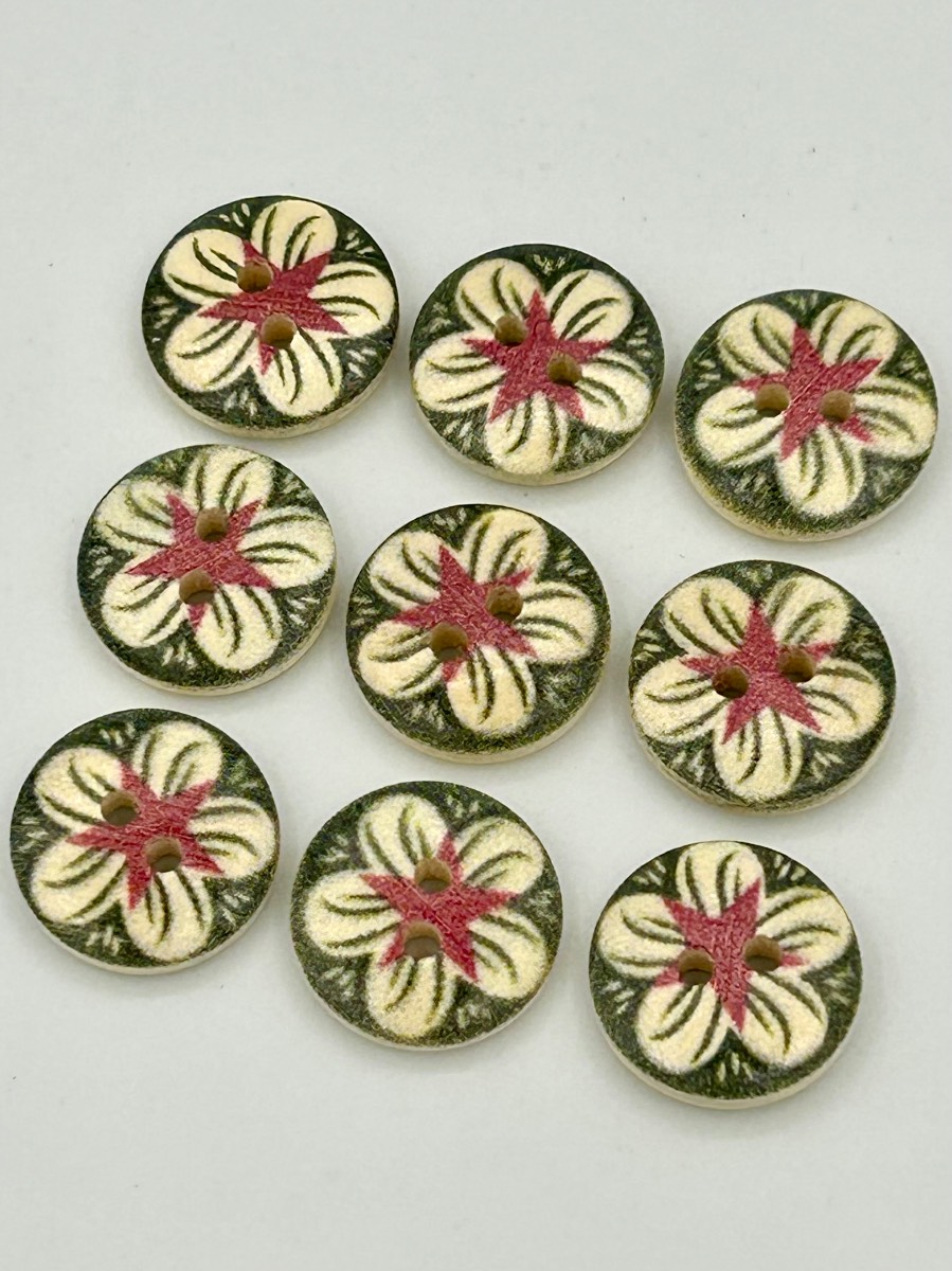 Wooden Boho Buttons, 15mm Cardigan Buttons, Blouse & Shirt Buttons, Flower Buttons, Small Buttons