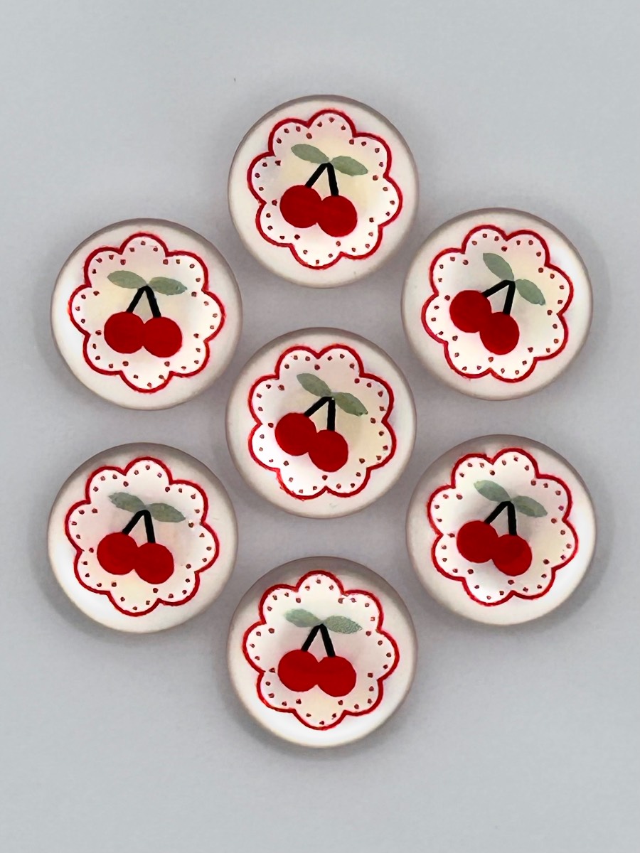 Cherry Shank Buttons, 14mm Blouse Buttons set, Shirt & Cardigan Buttons, Small Retro Cherry Buttons