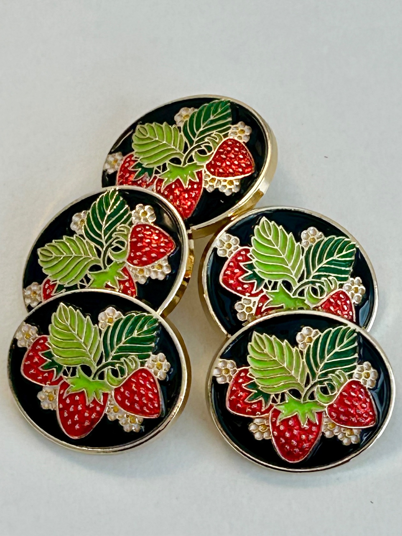 Metal Shank Buttons, 22mm x 19mm buttons, Cardigan Buttons, Blazer Buttons, Fruit Strawberry Buttons