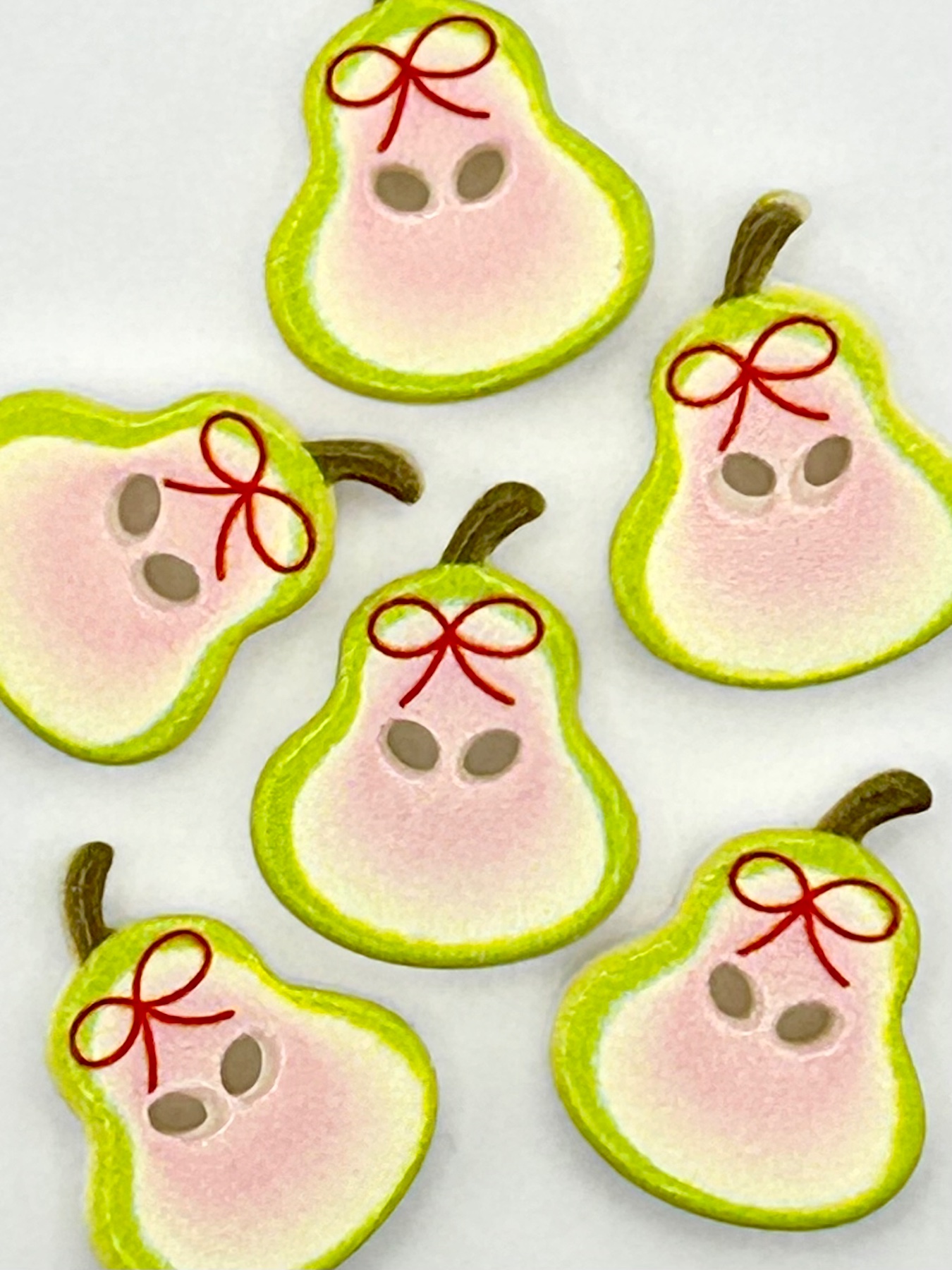 Pear Buttons, 16mm x 13mm Buttons, Cardigan Buttons, Blouse Buttons, Small Buttons, Fruit Buttons