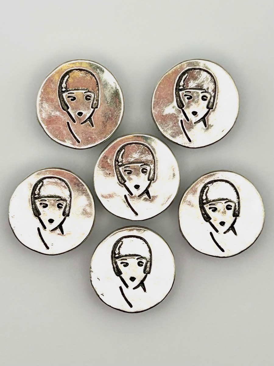 Metal Flapper Girl Shank Buttons, 19mm Cardigan Buttons, Coat Buttons, Blazer Buttons, Deco Style