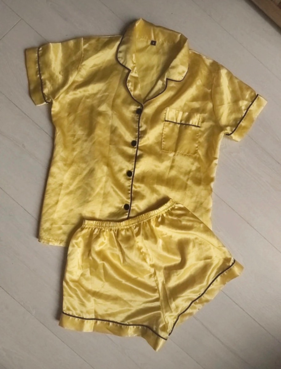 Yellow satin pj set