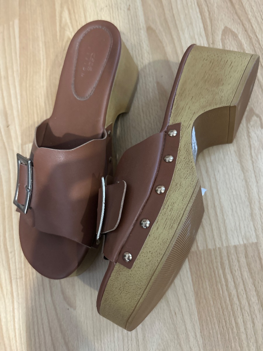 Brown studded clog shoes size 7