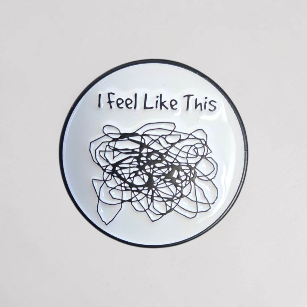 Funny "I Feel Like This" Scribble Enamel Pin Brooch – ADHD Neurodivergent Mental Health Badge