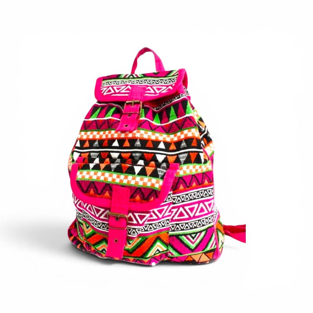 Brand New Pink Aztec Tribal Print Hobo Rucksack Backpack – Boho Festival Bag