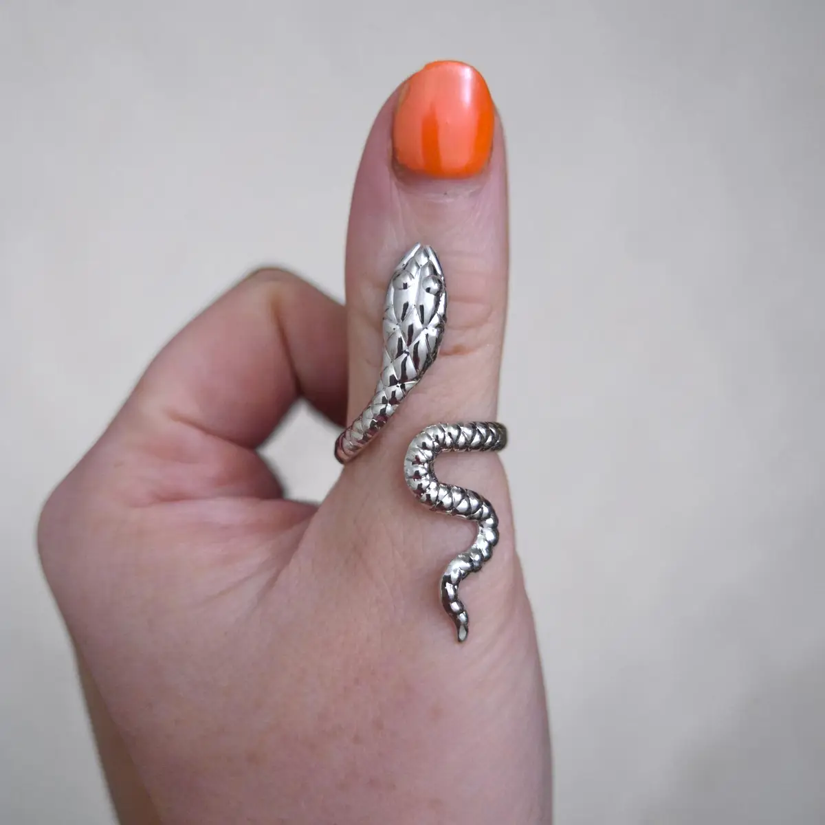 Adjustable Stainless Steel Snake Ring Hypoallergenic Gothic Y2K Boxed