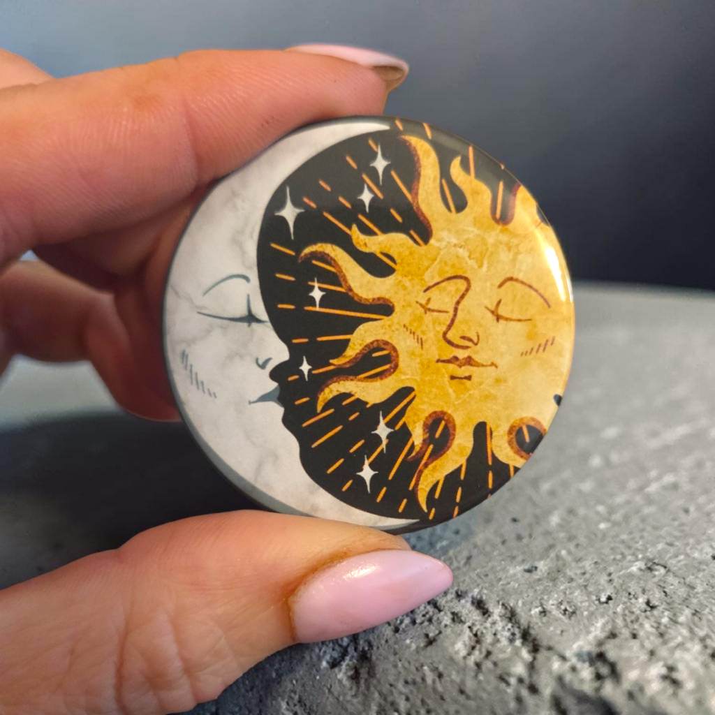 Celestial Sun & Moon Brooch Pin