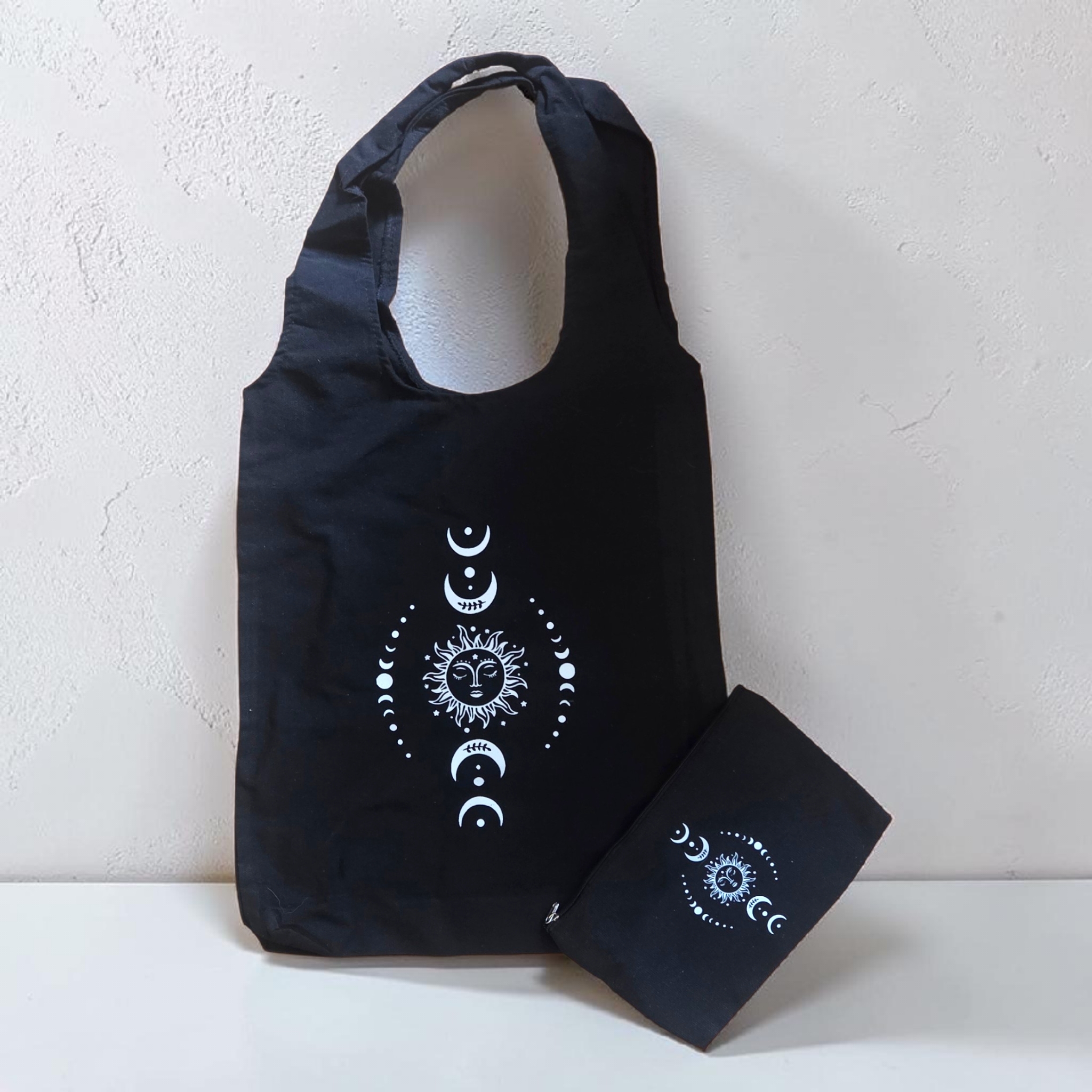 Celestial Sun & Moon Tote Bag & Matching Zipped Pouch Set