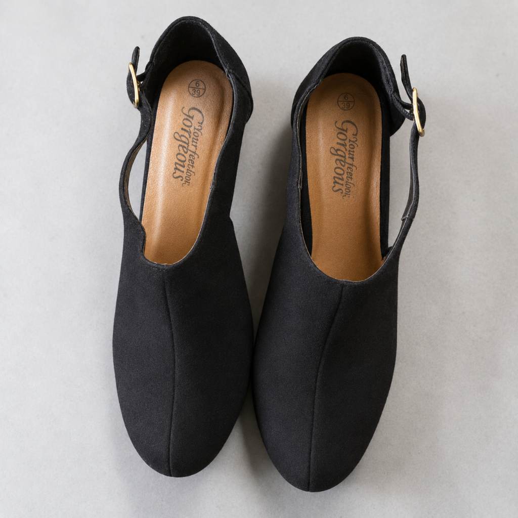 New Look Black Suede Platform Wedge Shoes – Size 6 (EU 39)