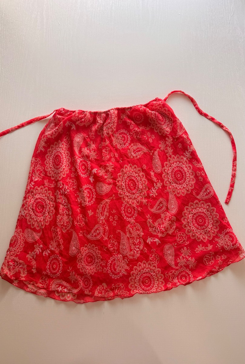 Retro red y2k gothic grunge midi skirt