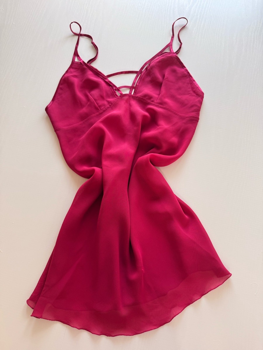 Pink fairycore mesh y2k slip dress cottage flowy