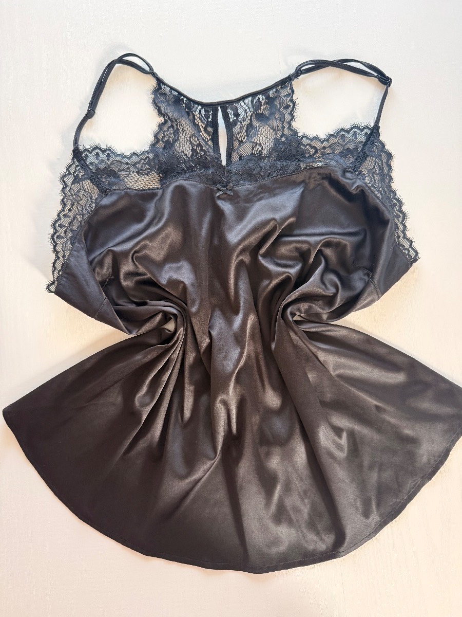 Stunning vintage satin cami top fairycore grunge lace back button style