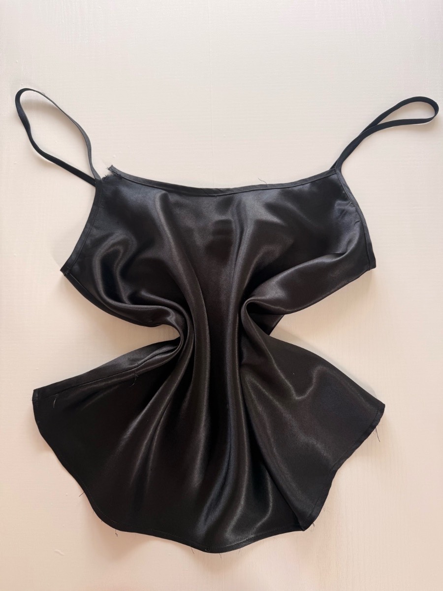 Pure satin black cami top Gothic grunge Fairycore vintage