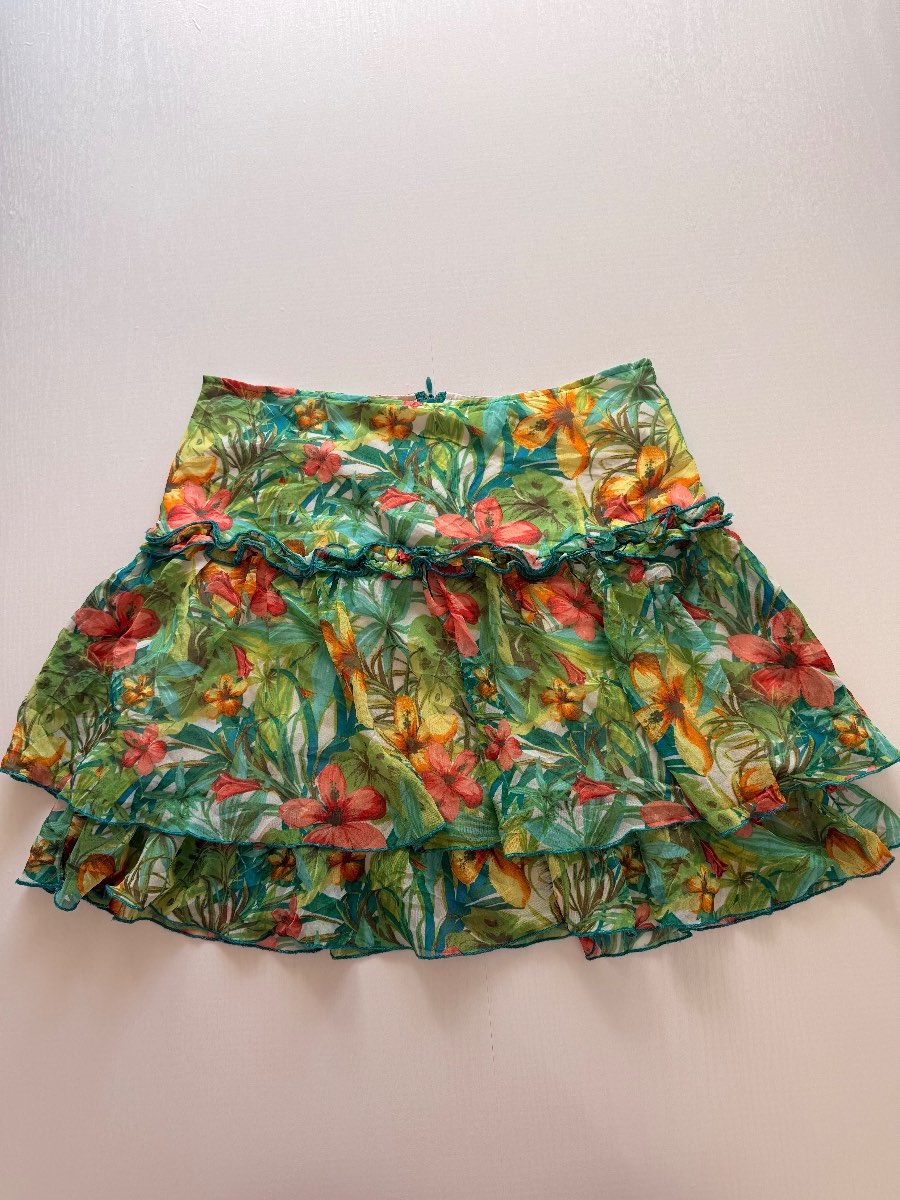 Tropical Y2K vintage ruffle mini skirt fairycore