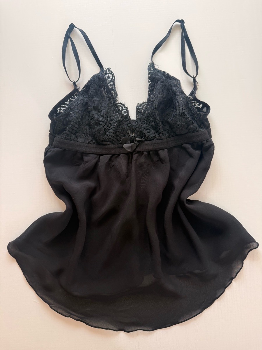 Fairycore black mesh lace cami top grunge Coquette Boho y2k 2000s