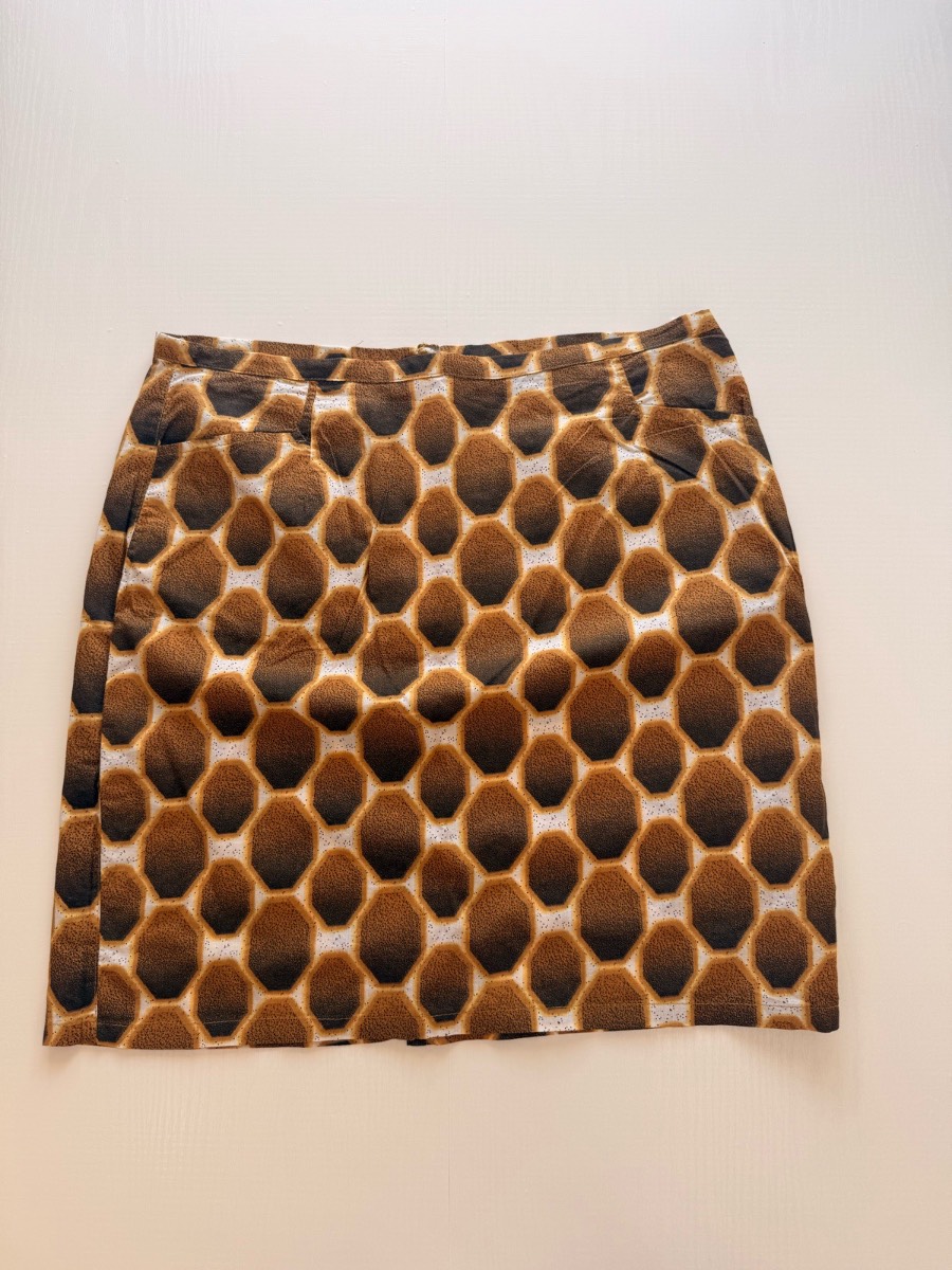 Y2K honeycomb gold brown mini skirt vintage fairycore