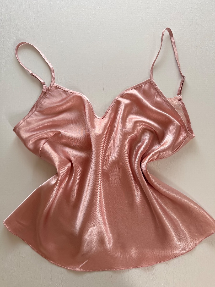 Beautiful pink satin lace cami top y2k fairycore