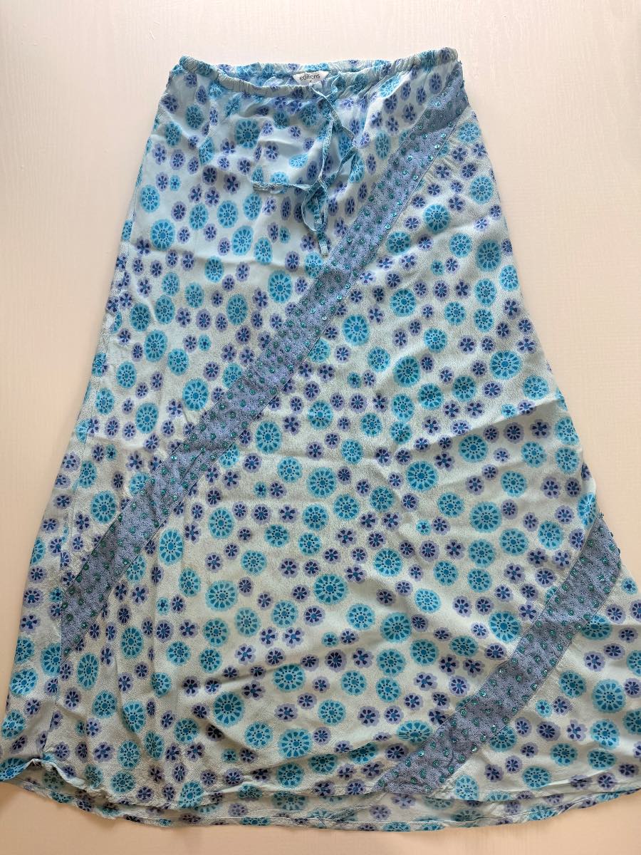 Y2K groovy vintage blue purple maxi skirt fairycore cottage flowy