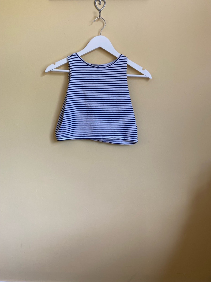 Monki Striped Sleeveless Crop Top Size Small