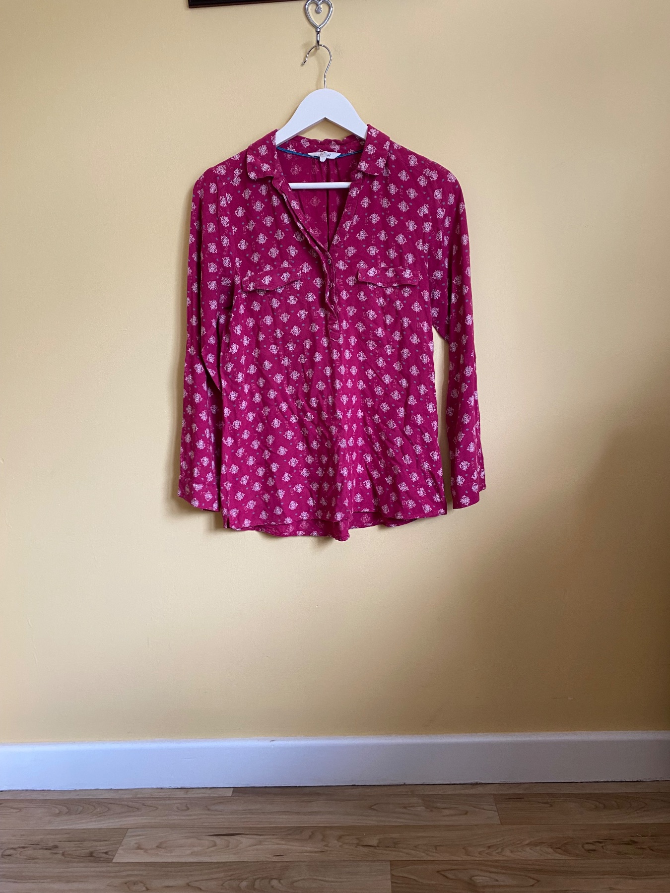 White Stuff Berry Pink Printed Tunic Shirt - Size 8