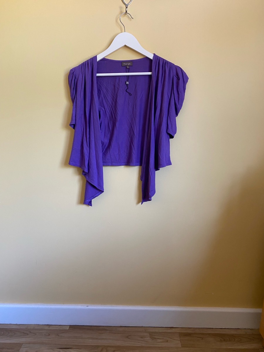 Phase Eight Purple Draped Bolero Shrug (Size 12)