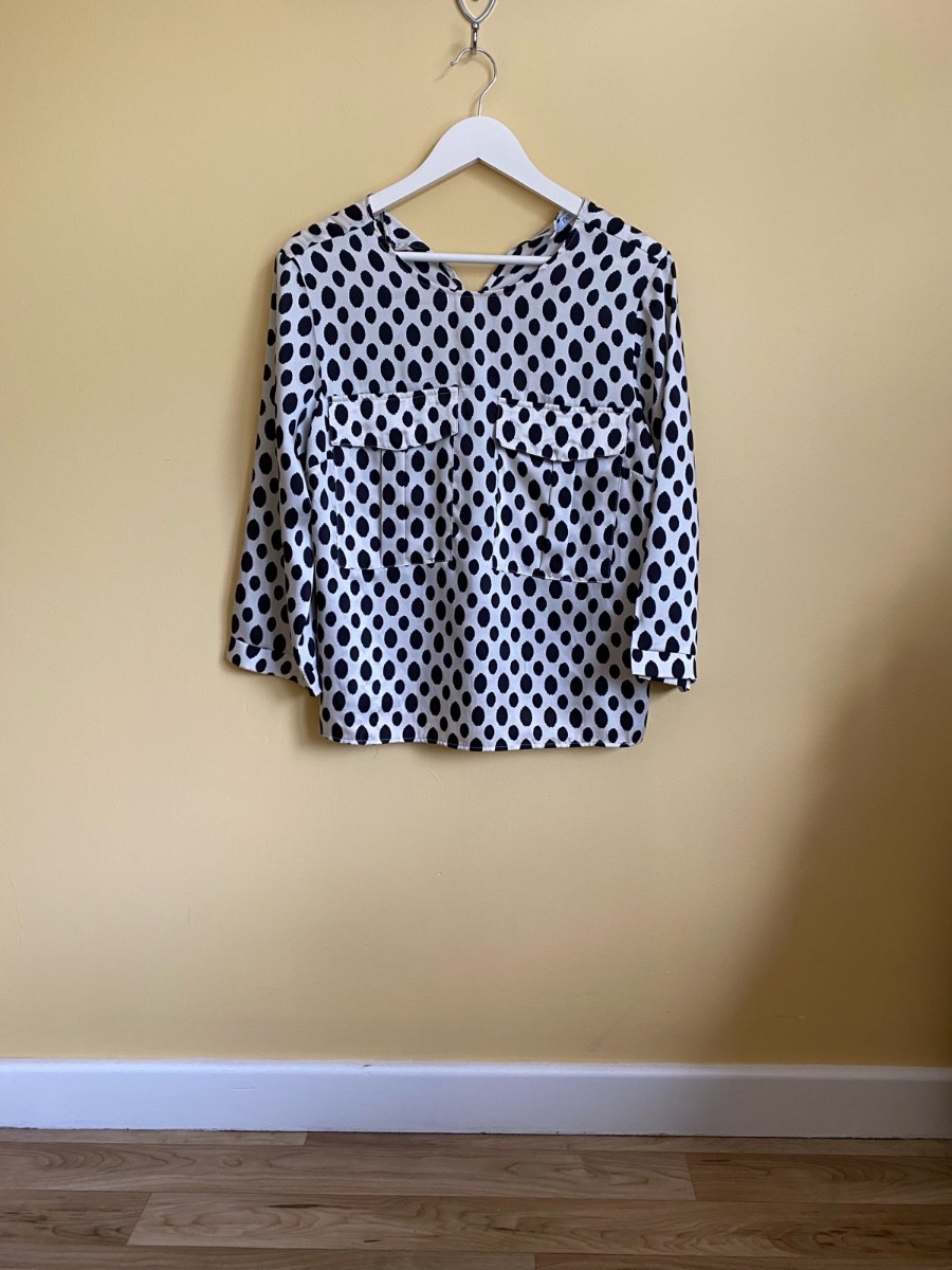 Next Cream & Black Polka Dot Blouse (Size 10) Office work formal