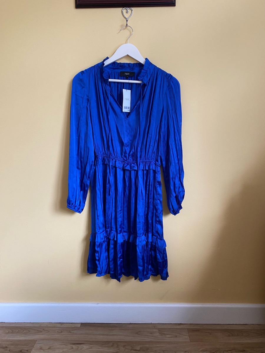 Next Royal Blue Satin Mini Dress (Size 10) BNWT Party Occasion