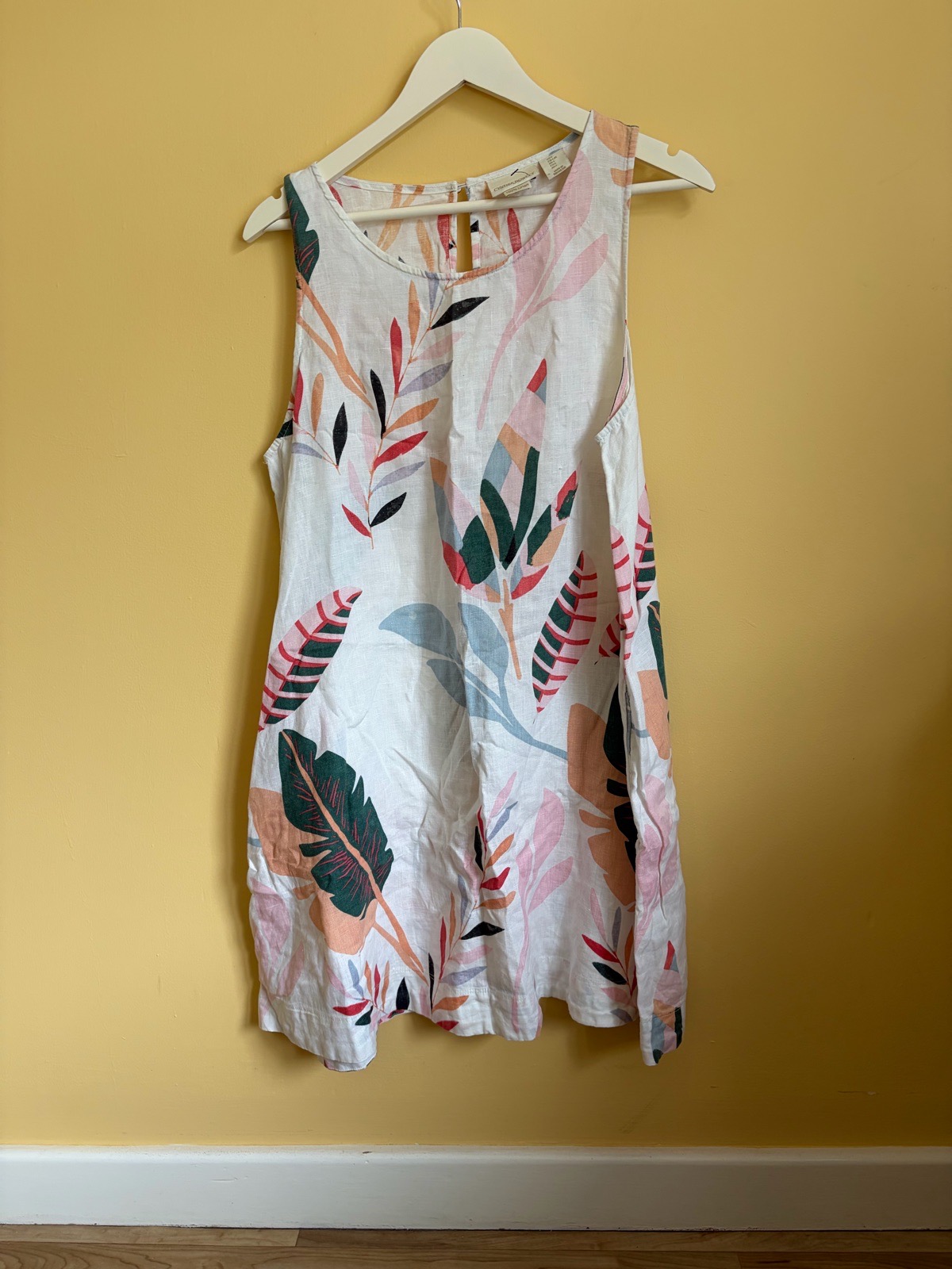 Cynthia Rowley 100% Linen Tropical Print Sleeveless Dress - Size Large