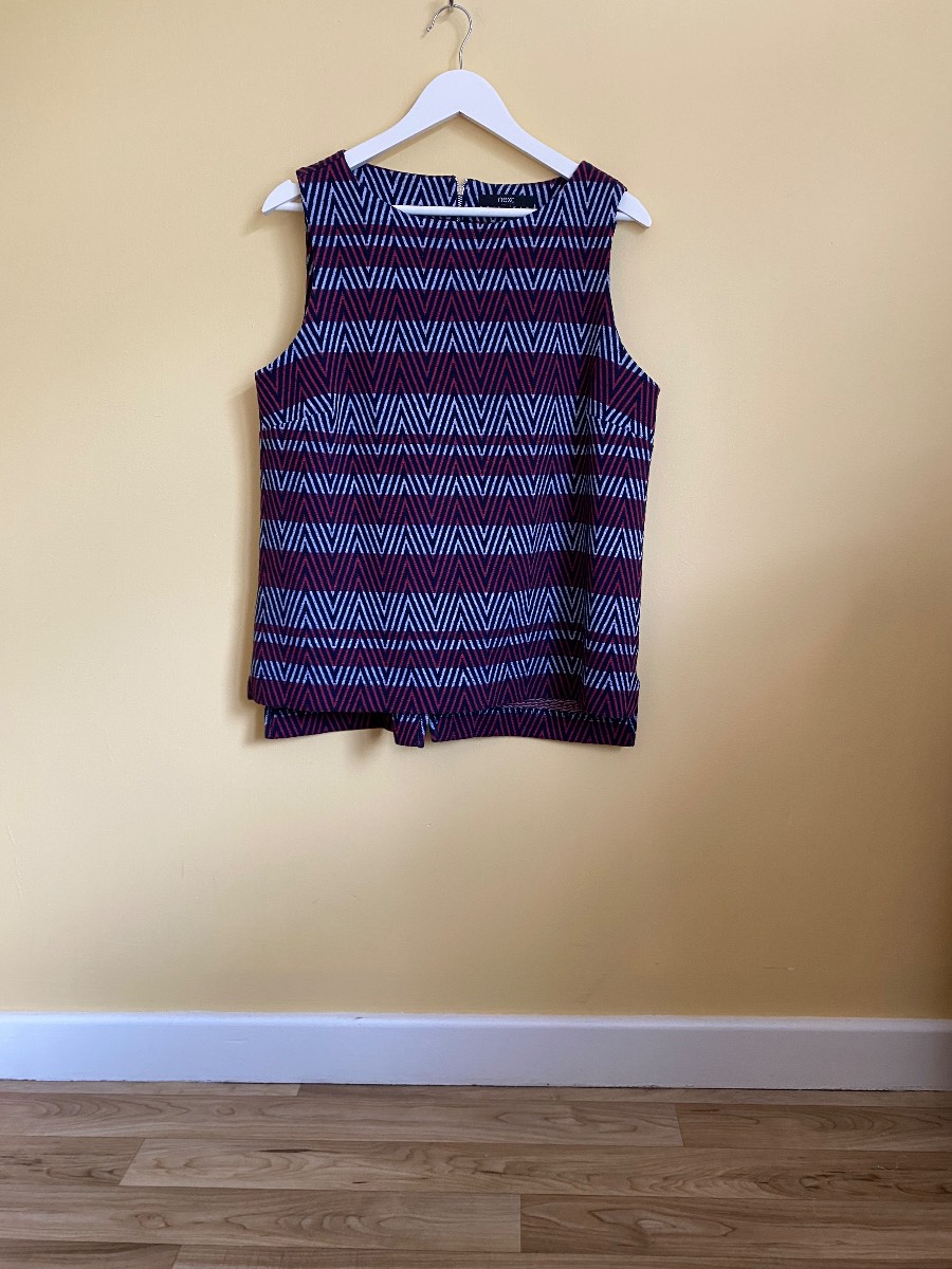 Next Geometric Textured Sleeveless Top - Size 16