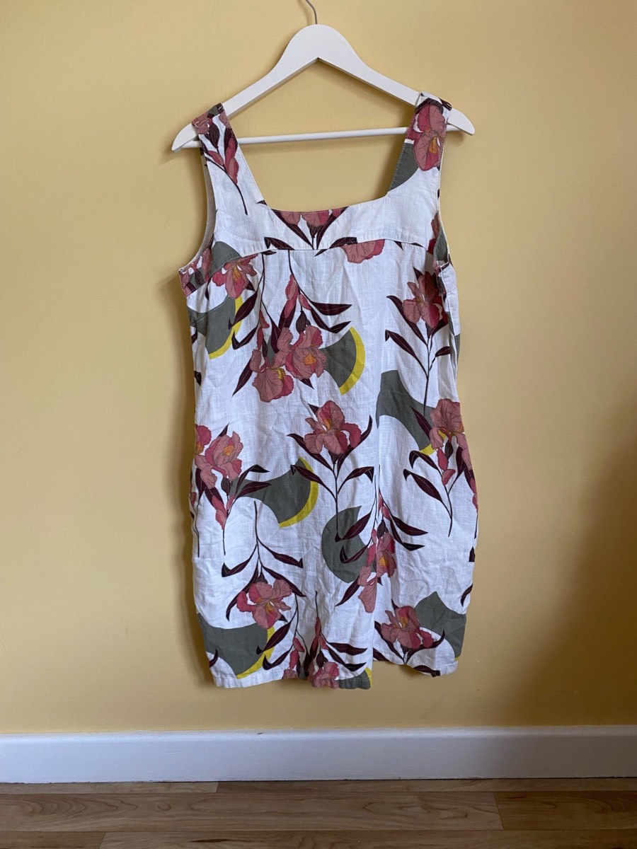 Next Floral Linen-Blend Strappy Sun Dress (Size UK 14)