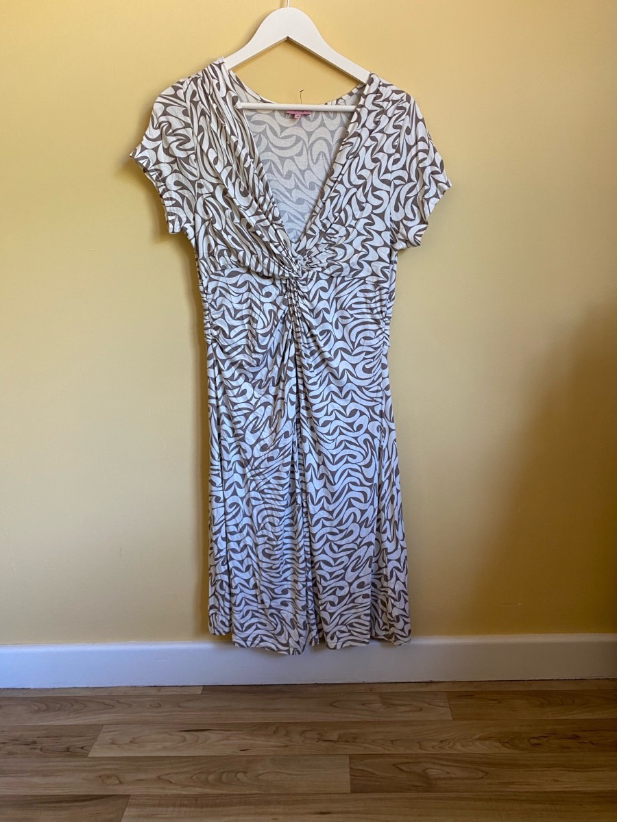 Phase Eight Abstract Print Twist-Front Jersey Dress (Size 16)