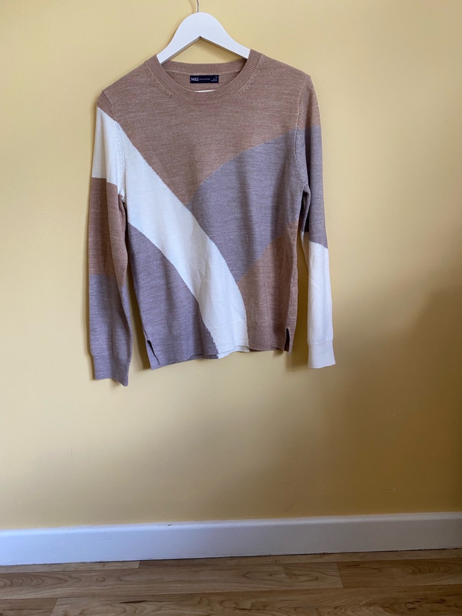 Marks & Spencer Colour Block Crew Neck Jumper Size 12
