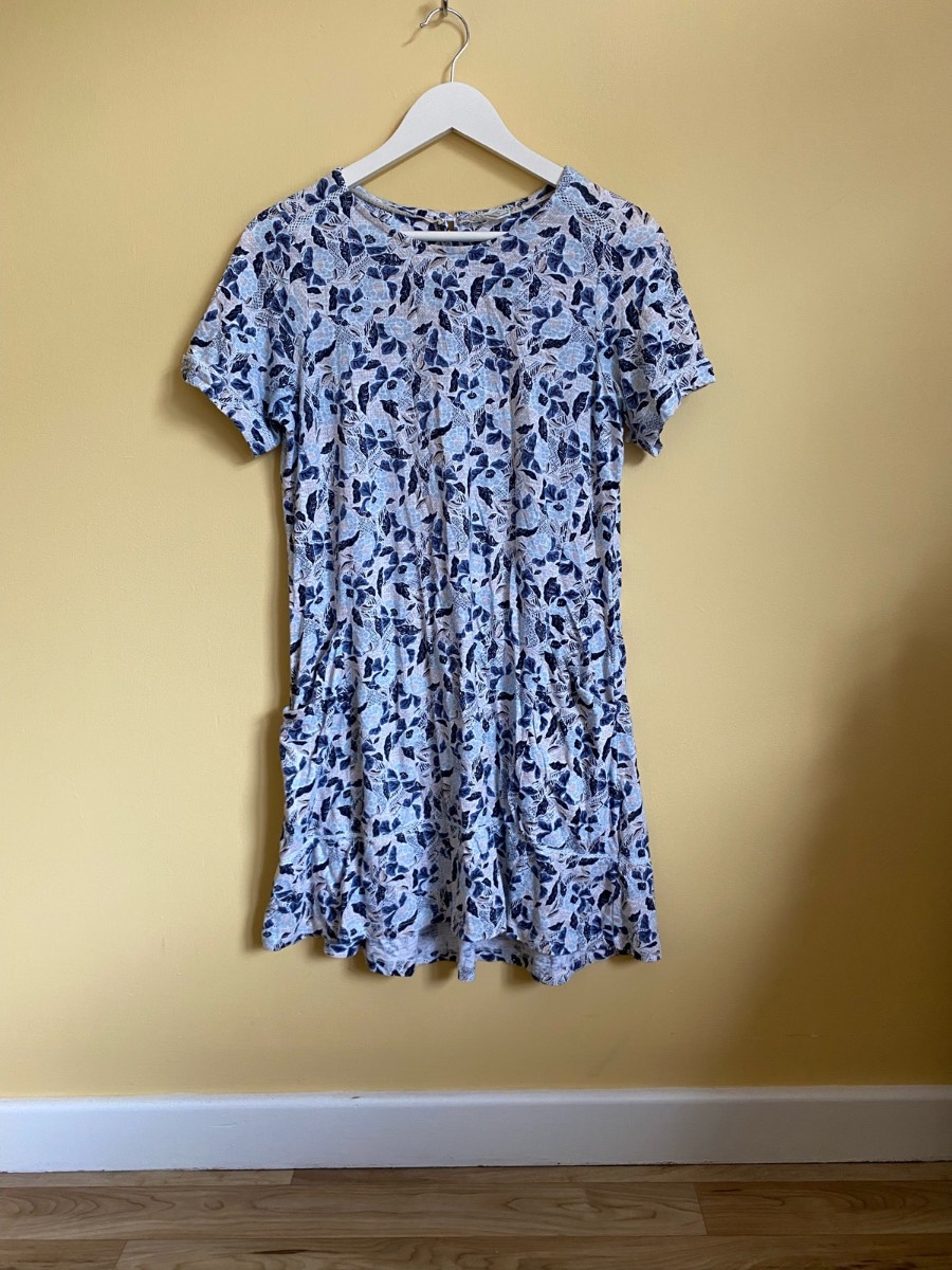 Fat Face Blue Floral Patterned Jersey Dress (Size 10R) Party Boho