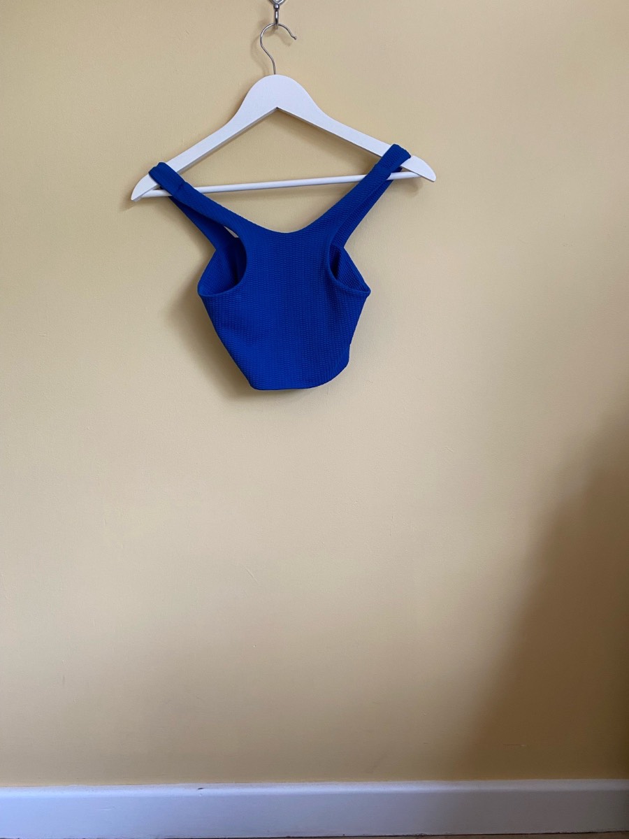 Zara Royal Blue Textured Crop Top Size Medium (UK 10) Festival Party Boho Summer